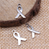 WYSIWYG 40pcs 14x9mm Cancer Ribbon Charms Awareness Ribbon Charms Small Ribbon Charms For Jewelry Making