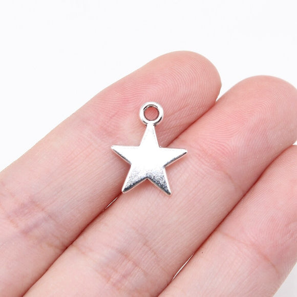 WYSIWYG 40pcs 15x13mm Antique Silver Color Pentagram Charms For Jewelry Making