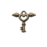 40pcs 15x14mm 3 Colors Antique Silver Color Antique Gold Color Angel Wings Key Heart Charms Pendant For Jewelry Making ef3626