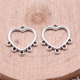 WYSIWYG 40pcs 15x14mm Heart Earrings Connector Charms Antique Silver Color Jewelry Findings Jewelry Accessories