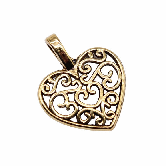 WYSIWYG 40pcs 15x18mm 2 Colors Vintage Metal Zinc Alloy Filigree Hollow Love Heart Charms Fit Jewelry Pendant Charms Makings