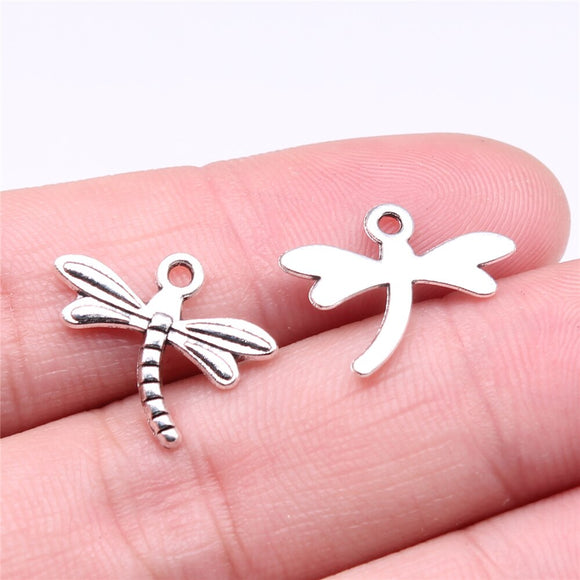 WYSIWYG 40pcs 15x18mm Small Dragonfly Charm Pendants For Jewelry Making Antique Silver Color Dragonfly Pendants Charm