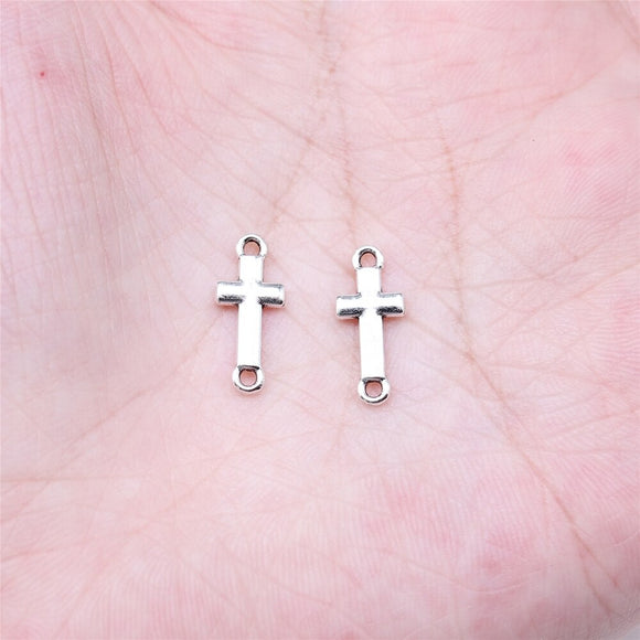 WYSIWYG 40pcs 15x6mm Antique Silver Color Cross Connector For Jewelry Making