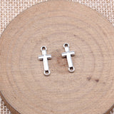 WYSIWYG 40pcs 15x6mm Antique Silver Color Cross Connector For Jewelry Making
