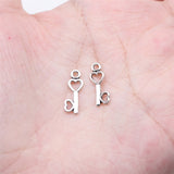 WYSIWYG 40pcs 15x6mm Antique Silver Color Love Key Charms For Jewelry Making