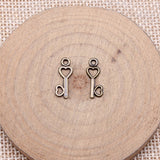WYSIWYG 40pcs 15x6mm Antique Silver Color Love Key Charms For Jewelry Making