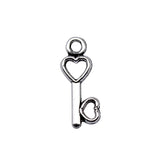 WYSIWYG 40pcs 15x6mm Antique Silver Color Love Key Charms For Jewelry Making