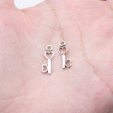 WYSIWYG 40pcs 15x6mm Antique Silver Color Love Key Charms For Jewelry Making