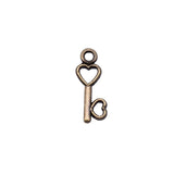 WYSIWYG 40pcs 15x6mm Antique Silver Color Love Key Charms For Jewelry Making