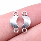 40 colgantes de luna de 15 x 6 mm para hacer joyas, conector de luna creciente de 2 colores, h0906