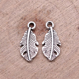 WYSIWYG 40pcs 15x7mm Charms Feather Charms For Jewelry Making DIY Jewelry Findings Antique Silver Color Alloy Charms Pendant