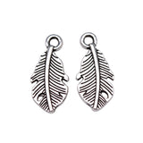 WYSIWYG 40pcs 15x7mm Charms Feather Charms For Jewelry Making DIY Jewelry Findings Antique Silver Color Alloy Charms Pendant