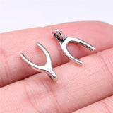 WYSIWYG 40pcs 15x8mm 2 Colors Antique Silver Color Antique Bronze Plated Wishbone Charm Good Wish Charm Wish Charm