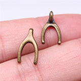 WYSIWYG 40pcs 15x8mm 2 Colors Antique Silver Color Antique Bronze Plated Wishbone Charm Good Wish Charm Wish Charm