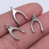 WYSIWYG 40pcs 15x8mm 2 Colors Antique Silver Color Antique Bronze Plated Wishbone Charm Good Wish Charm Wish Charm