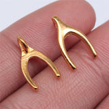 WYSIWYG 40pcs 15x8mm 2 Colors Antique Silver Color Antique Bronze Plated Wishbone Charm Good Wish Charm Wish Charm
