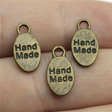 WYSIWYG 40pcs 15x8mm Double Sided Hand Made Charms For Jewelry Making Antique Bronze Color Hand Made Charms Charm