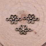 WYSIWYG 40pcs 15x9mm Antique Silver Color Flower Connector Charms For Jewelry Making DIY Jewelry Findings