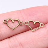 40pcs 15x9mm Antique Silver Color Hollow Heart Connector Charms For Jewelry Making DIY Jewelry Findings ef4258