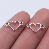 40pcs 15x9mm Antique Silver Color Hollow Heart Connector Charms For Jewelry Making DIY Jewelry Findings ef4258