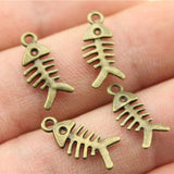 WYSIWYG 40pcs 16mm 2 Colors Fishbone Charm For Jewelry Making Fish Bone Pendants Charm Fish Bone
