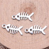 WYSIWYG 40pcs 16mm 2 Colors Fishbone Charm For Jewelry Making Fish Bone Pendants Charm Fish Bone