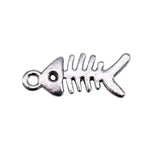 WYSIWYG 40pcs 16mm 2 Colors Fishbone Charm For Jewelry Making Fish Bone Pendants Charm Fish Bone
