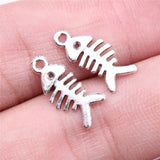 WYSIWYG 40pcs 16mm 2 Colors Fishbone Charm For Jewelry Making Fish Bone Pendants Charm Fish Bone