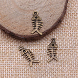 WYSIWYG 40pcs 16mm 2 Colors Fishbone Charm For Jewelry Making Fish Bone Pendants Charm Fish Bone