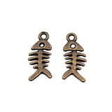WYSIWYG 40pcs 16mm 2 Colors Fishbone Charm For Jewelry Making Fish Bone Pendants Charm Fish Bone
