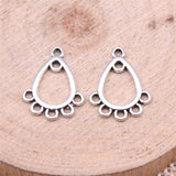 WYSIWYG 40pcs 16x12mm Water Drop Earring Connector Antique Silver Color Jewelry Findings Jewelry Accessories