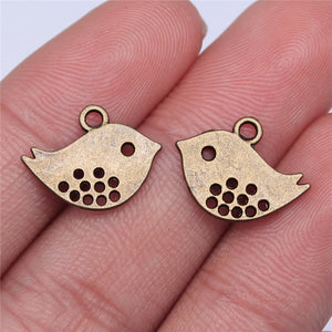 40pcs 16x13mm Charms Double Sided Lovey Bird Antique Making Pendant Vintage DIY Handmade Jewelry EF3986