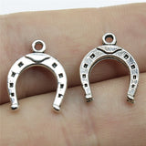 WYSIWYG 40pcs 16x13mm Charms Lucky Horseshoe Horse Tibetan Bronze Silver Color Pendants Antique Jewelry Making