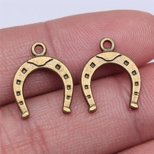 WYSIWYG 40pcs 16x13mm Charms Lucky Horseshoe Horse Tibetan Bronze Silver Color Pendants Antique Jewelry Making