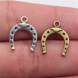 WYSIWYG 40pcs 16x13mm Charms Lucky Horseshoe Horse Tibetan Bronze Silver Color Pendants Antique Jewelry Making