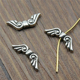 WYSIWYG 40pcs 16x5mm Angel Wing Small Hole Spacers Beads For Jewelry Making Antique Silver Color
