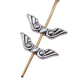 WYSIWYG 40pcs 16x5mm Angel Wing Small Hole Spacers Beads For Jewelry Making Antique Silver Color