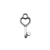 WYSIWYG 40pcs 16x7mm Antique Silver Color Love Key Charms For Jewelry Making