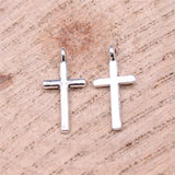 WYSIWYG 40pcs 16x7mm Cross Charms For DIY Jewelry Making Antique Silver Color Zinc Alloy Charms Pendant Jewelry Findings