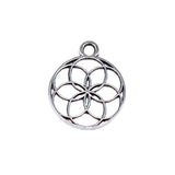 WYSIWYG 40pcs 17x14mm Antique Silver Color Flower Of Life Charms For Jewelry Making