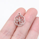 WYSIWYG 40pcs 17x14mm Antique Silver Color Flower Of Life Charms For Jewelry Making
