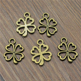 WYSIWYG 40pcs 17x14mm Charms Clover Flower Antique Pendant Fit Vintage Finding DIY For Bracelet Necklace