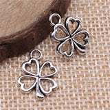 WYSIWYG 40pcs 17x14mm Charms Clover Flower Antique Pendant Fit Vintage Finding DIY For Bracelet Necklace