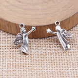 WYSIWYG 40pcs 17x15mm Antique Silver Color Hand Holding Star Angel Charms For Jewelry Making
