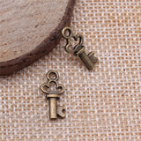 WYSIWYG 40pcs 17x7mm 2 Colors Antique Silver Color Antique Bronze Plated Key Charms Mini Tiny Key Charms Small Key Charms