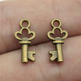 WYSIWYG 40pcs 17x7mm 2 Colors Antique Silver Color Antique Bronze Plated Key Charms Mini Tiny Key Charms Small Key Charms