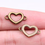 WYSIWYG 40pcs 18x11mm Heart Connector Charms For Jewelry Making Antique Silver Plated Antique Bronze Color Jewelry Findings