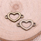 WYSIWYG 40pcs 18x11mm Heart Connector Charms For Jewelry Making Antique Silver Plated Antique Bronze Color Jewelry Findings