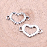 WYSIWYG 40pcs 18x11mm Heart Connector Charms For Jewelry Making Antique Silver Plated Antique Bronze Color Jewelry Findings