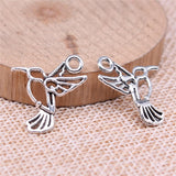 WYSIWYG 40pcs 18x18mm Hummingbird Charms For Jewelry Making Antique Silver Plated Antique Bronze Color Jewelry Findings